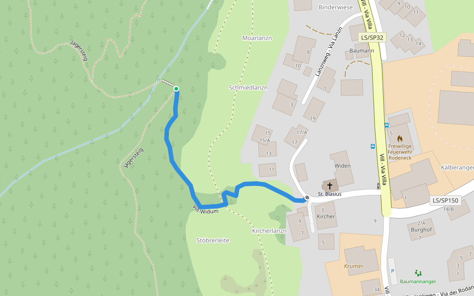 Vill-Widum walking route map in Villa