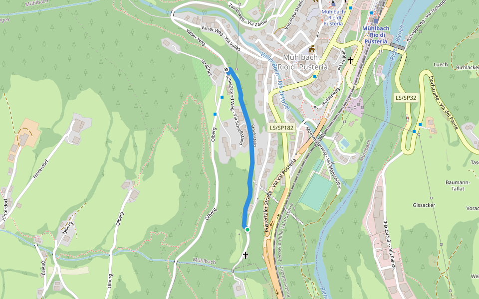 Stöcklsteig walking route map in Rio di Pusteria