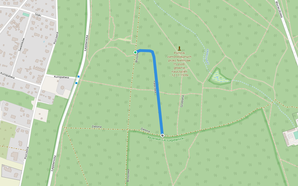 Pałacowa walking route map in Łódź