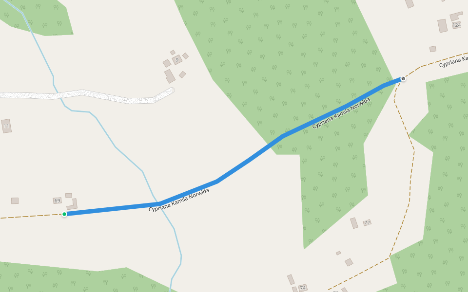 Cypriana Kamila Norwida walking route map in Zalasowa