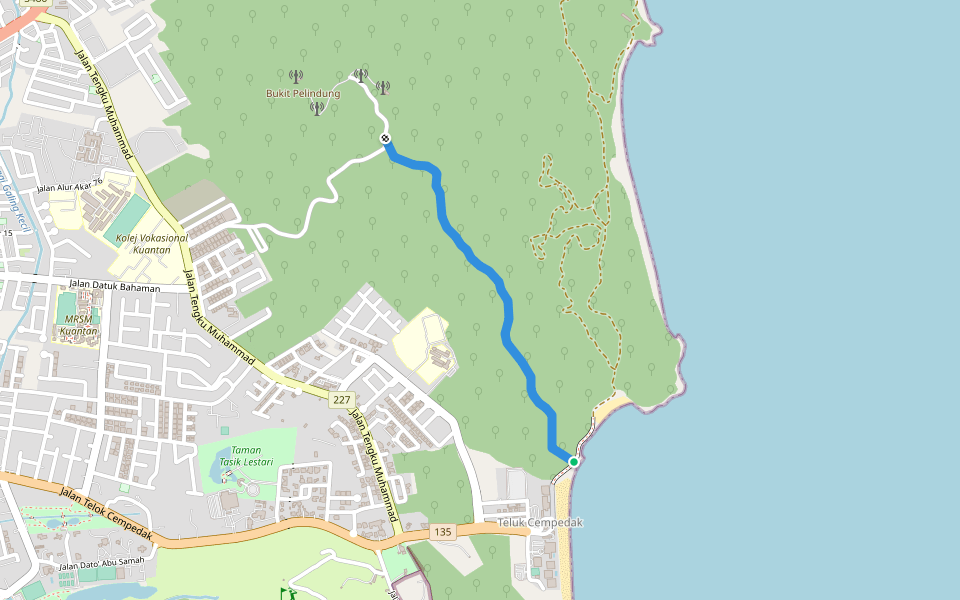 Jungle Path walking route map in Kuantan