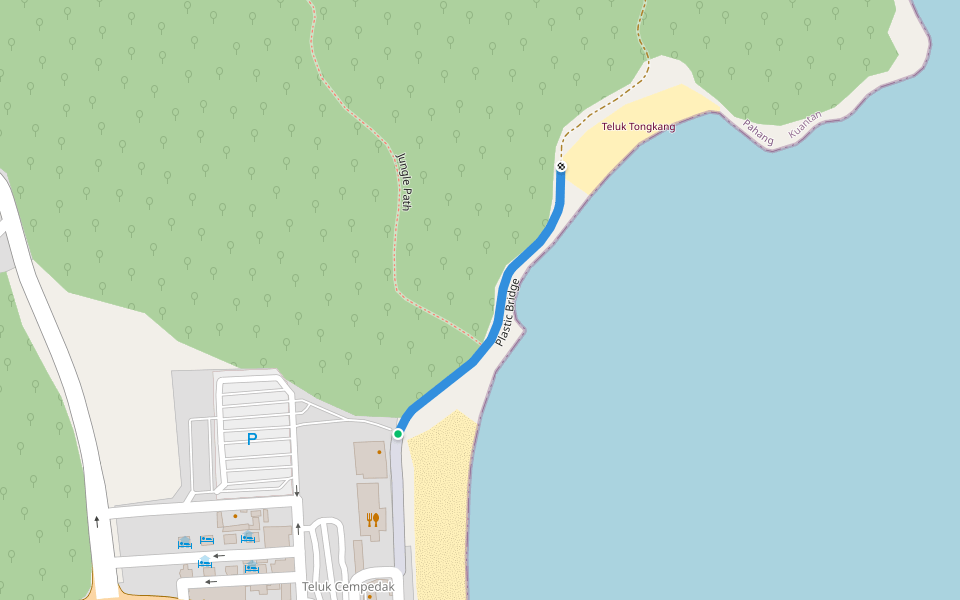 Plastic Bridge walking route map in Kuantan