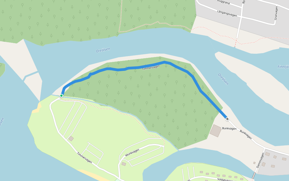 Timmervägen walking route map in Orsa