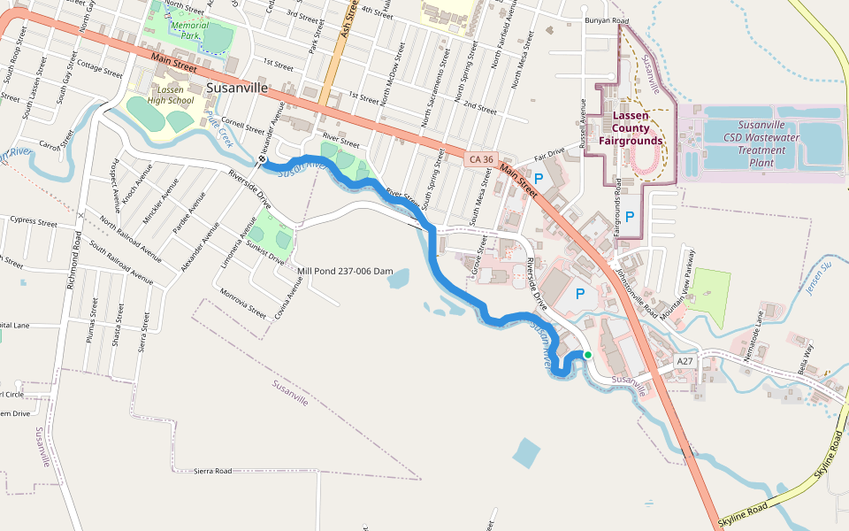 Susan River Trail walking route map in Susanville