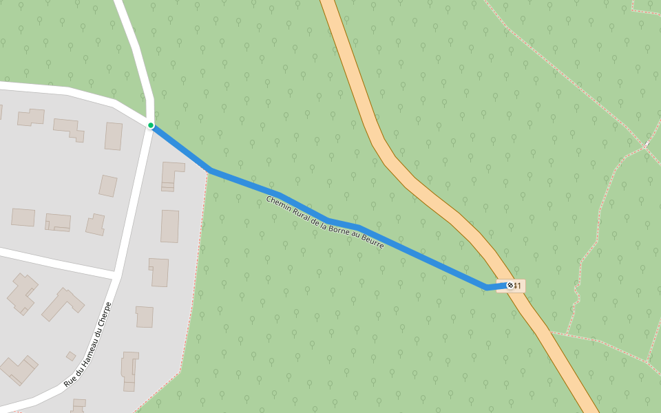 Chemin Rural de la Borne au Beurre walking route map in Saint-Benoît