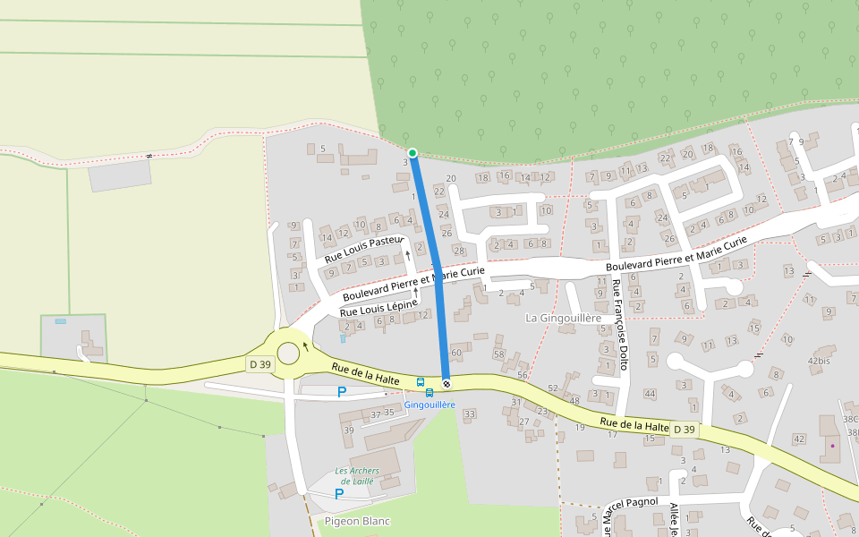 Chemin de la Fordeuzais walking route map in Laillé