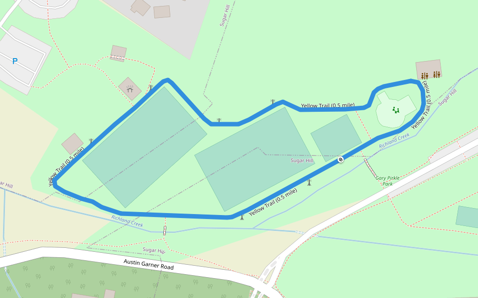 Yellow Trail (0.5 mile) walking route map in Sugar Hill