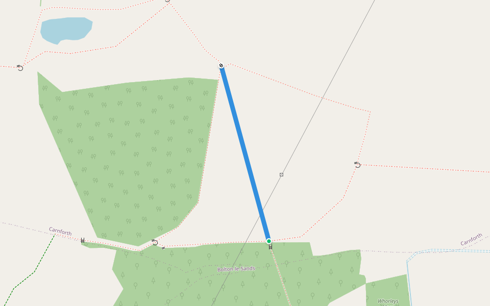 Shortcut walking route map in Carnforth