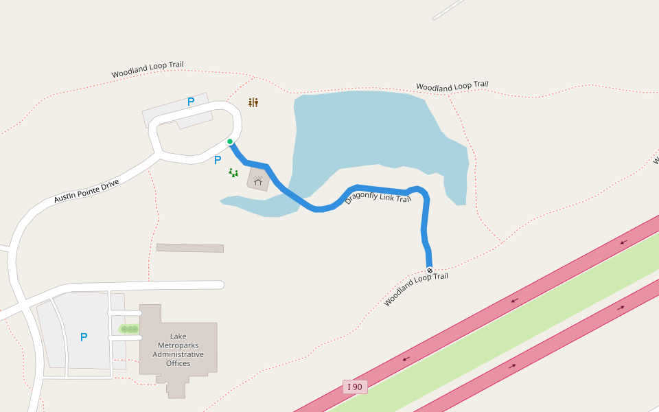Dragonfly Link Trail walking route map in Painesville