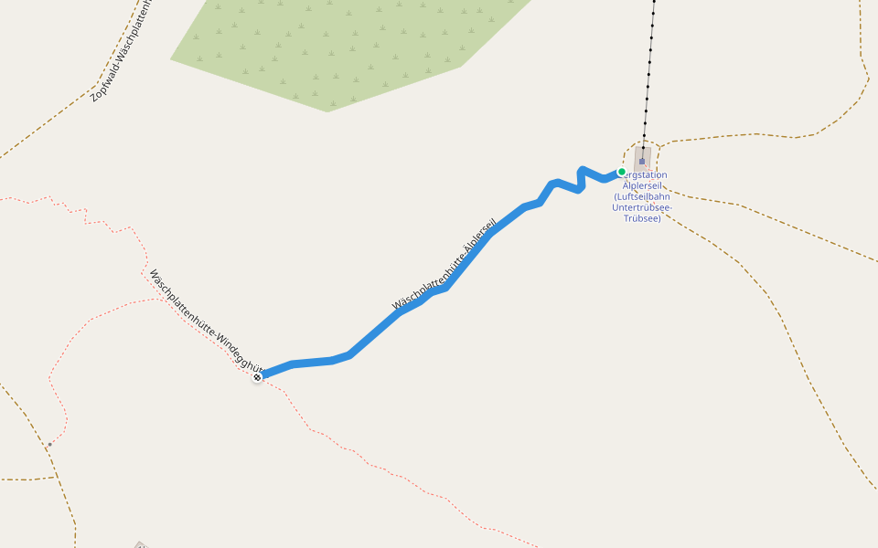 Wäschplattenhütte-Älplerseil walking route map in Engelberg