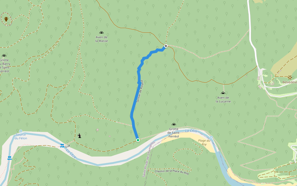 Sentier de Roland walking route map in Méjannes-le-Clap