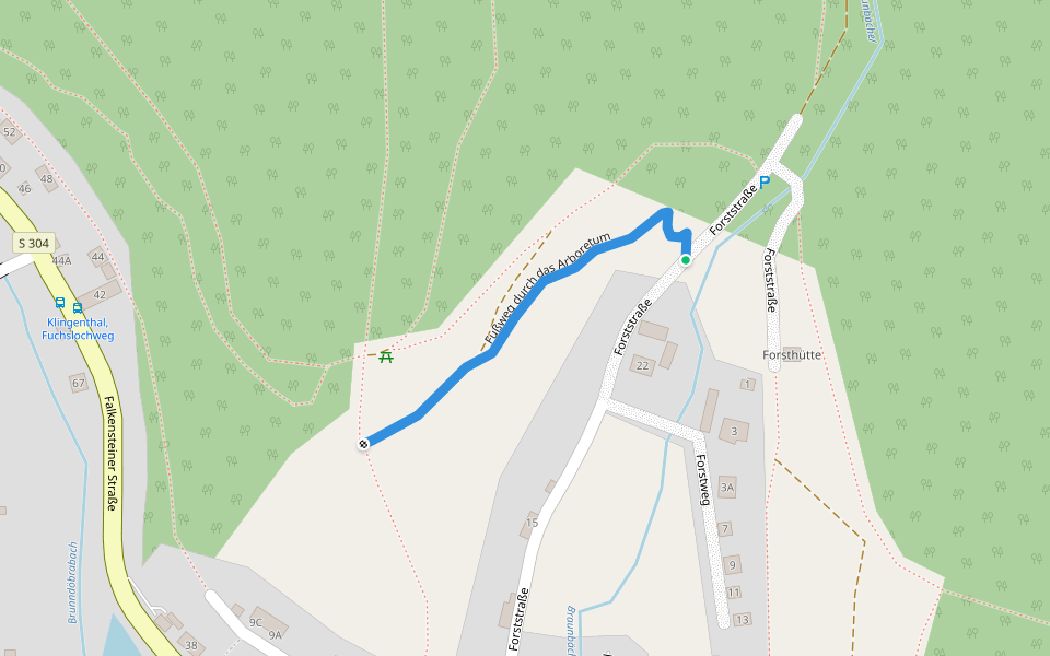 Fußweg durch das Arboretum walking route map in Klingenthal