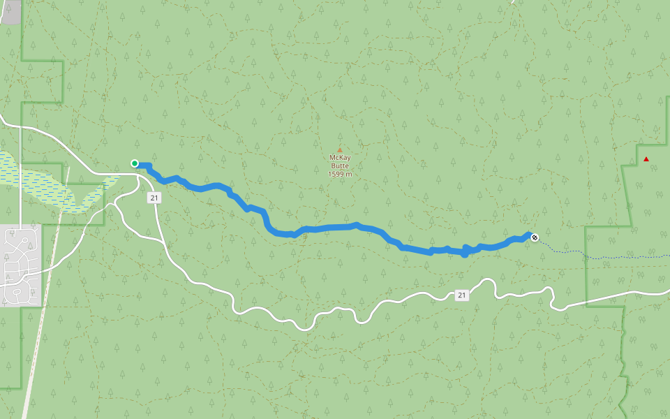 Peter Skene Ogden Trail walking route map in La Pine