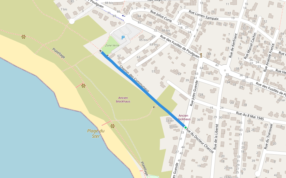 Chemin des Communaux walking route map in Guilvinec