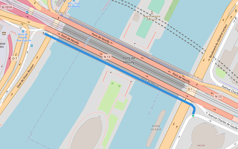Pont de Neuilly walking route map in Neuilly-sur-Seine