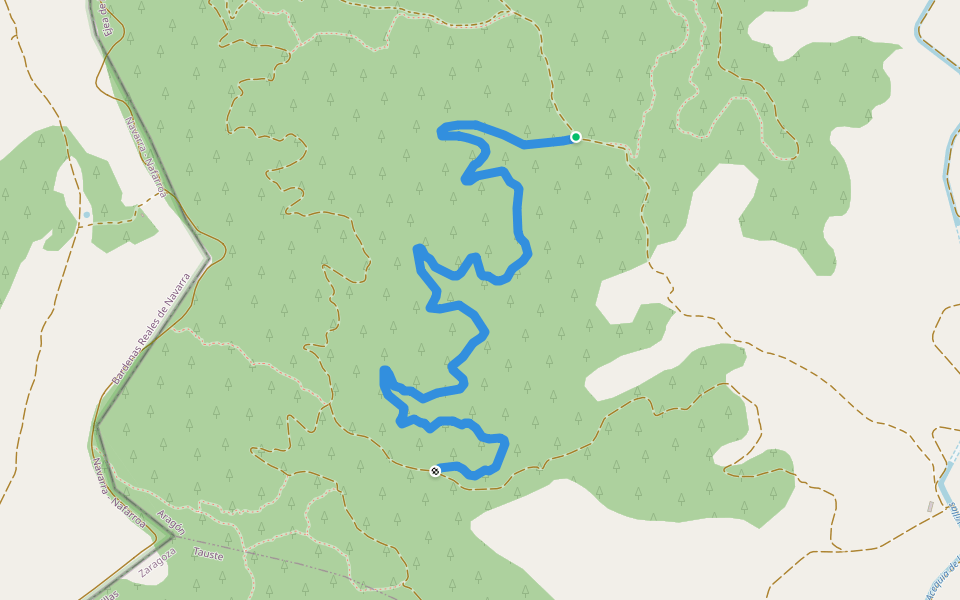 Senda del Jabalí walking route map in Ejea de los Caballeros
