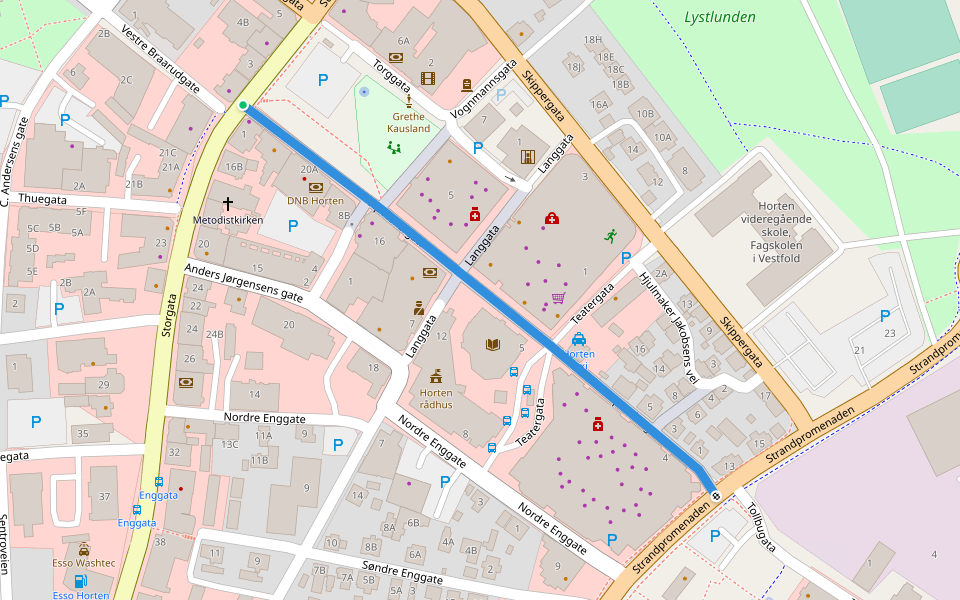 Apotekergata walking route map in Horten