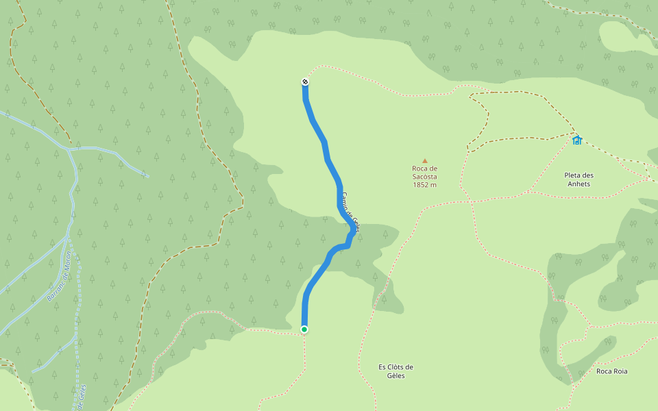 Camin de Geles walking route map in El Pont d'Arròs
