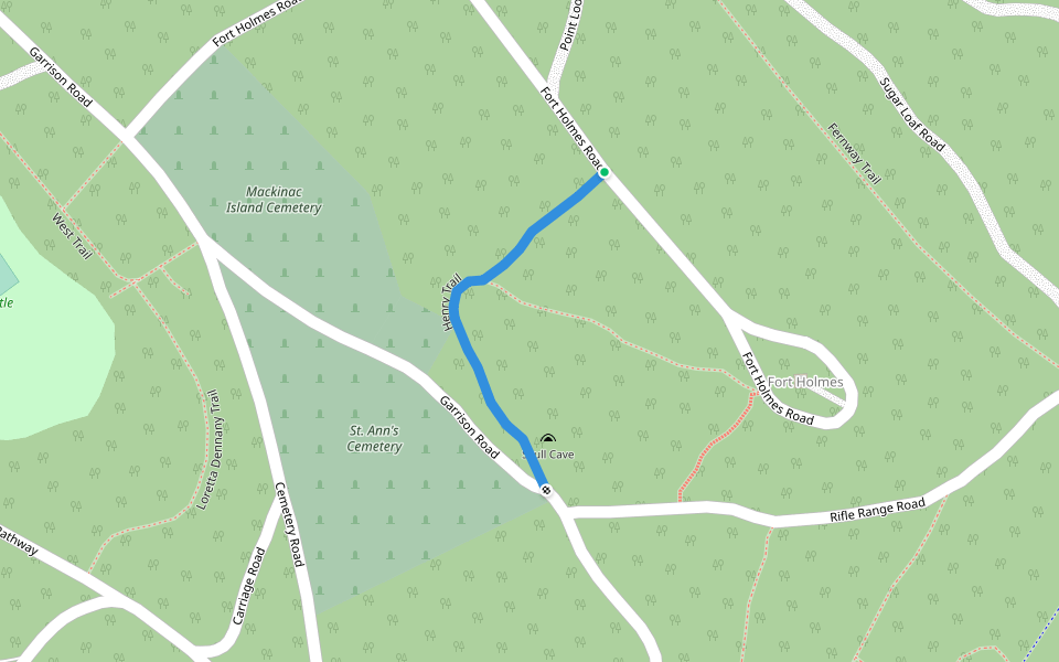 Henry Trail walking route map in Mackinac Island