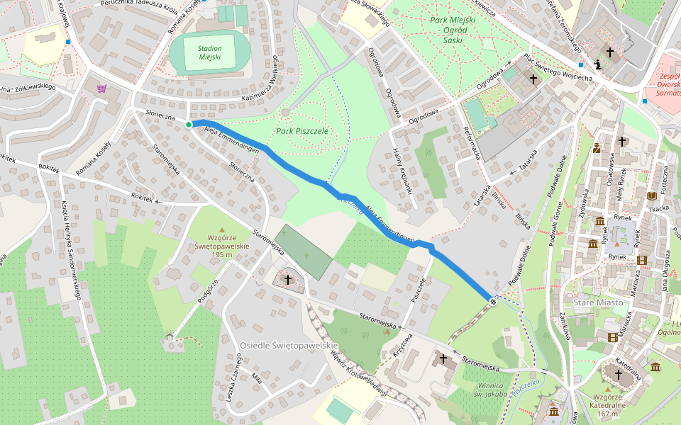 Aleja Emmendingen walking route map in Sandomierz