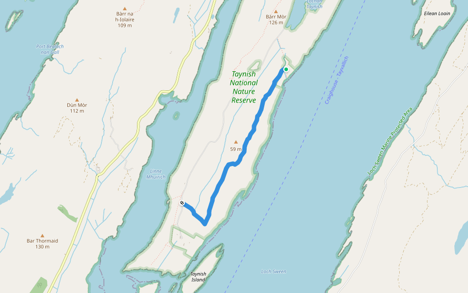 Woodland Trail walking route map in Tayvallich