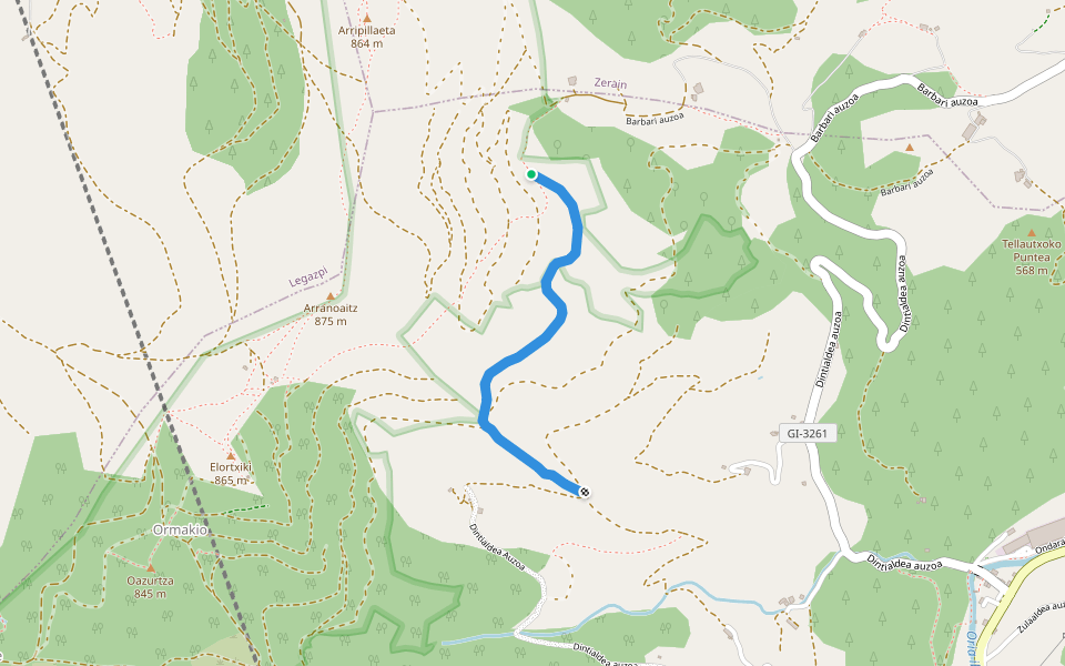 Barbari auzoa walking route map in Zerain