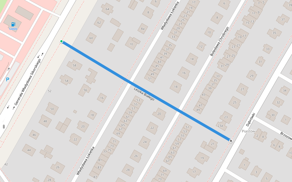 Leszka Białego walking route map in Tarnobrzeg
