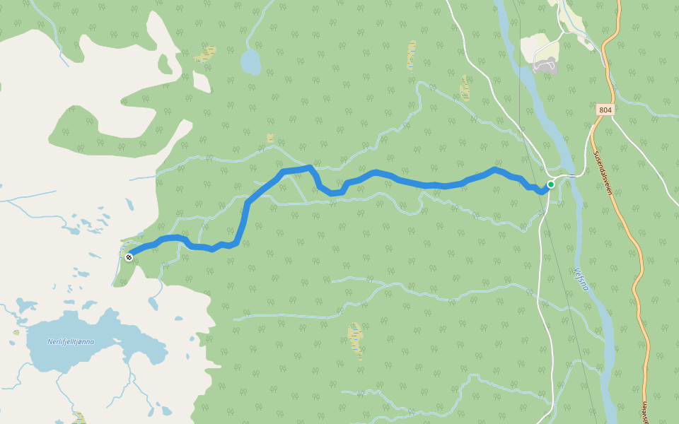 Nerlifjellet walking route map in Hattfjelldal