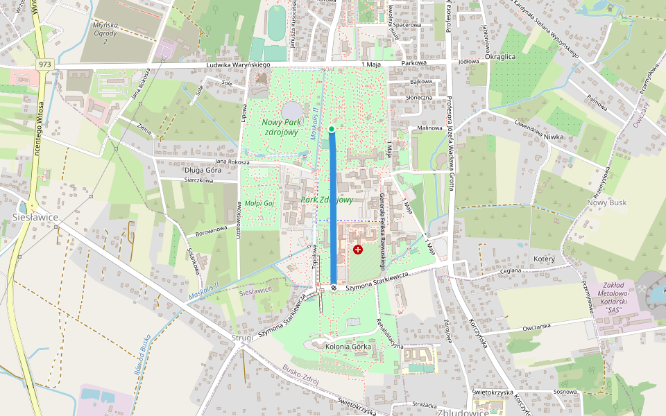 Aleja Topolowa walking route map in Konieczno