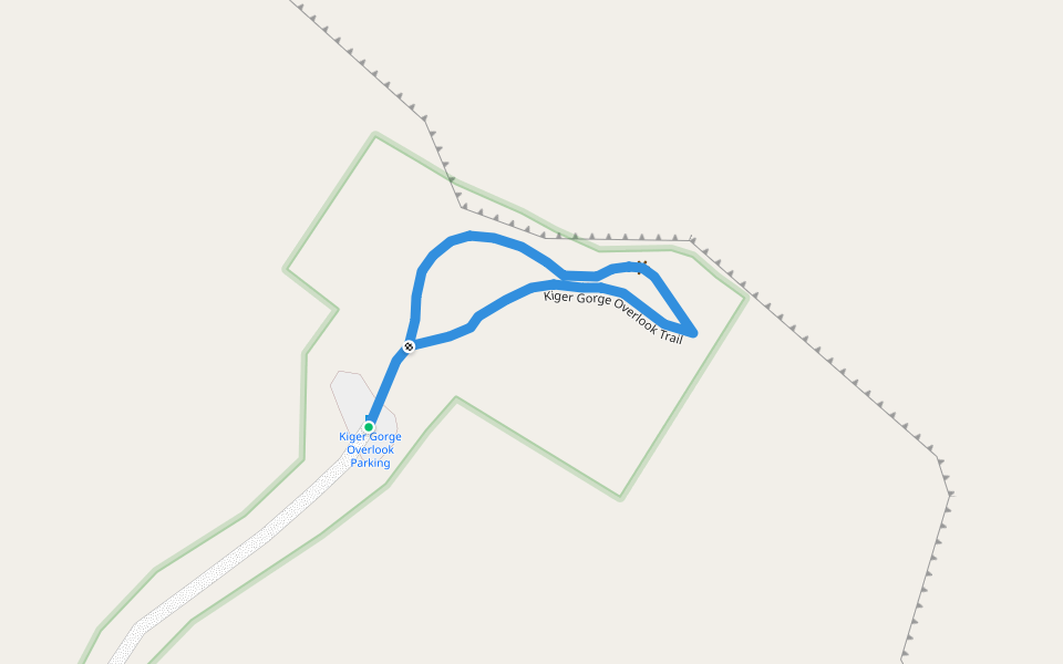 Kiger Gorge Overlook Trail walking route map in Diamond