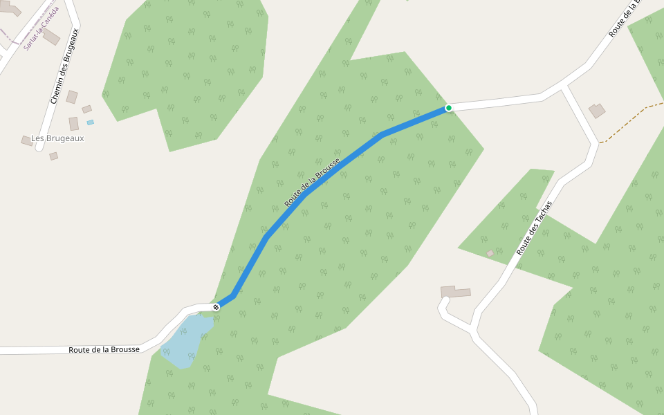 Route de la Brousse walking route map in Hautefort