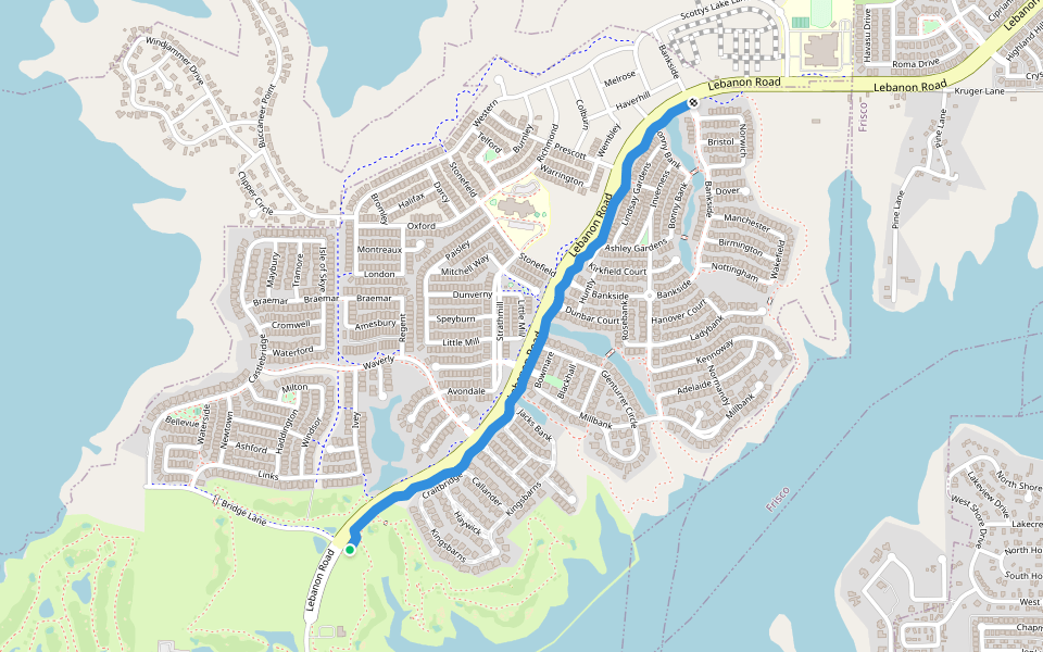 Tribute Community Public Trail walking route map in The Colony