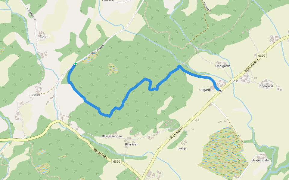 Bliksåskammen walking route map in Stadsbygd