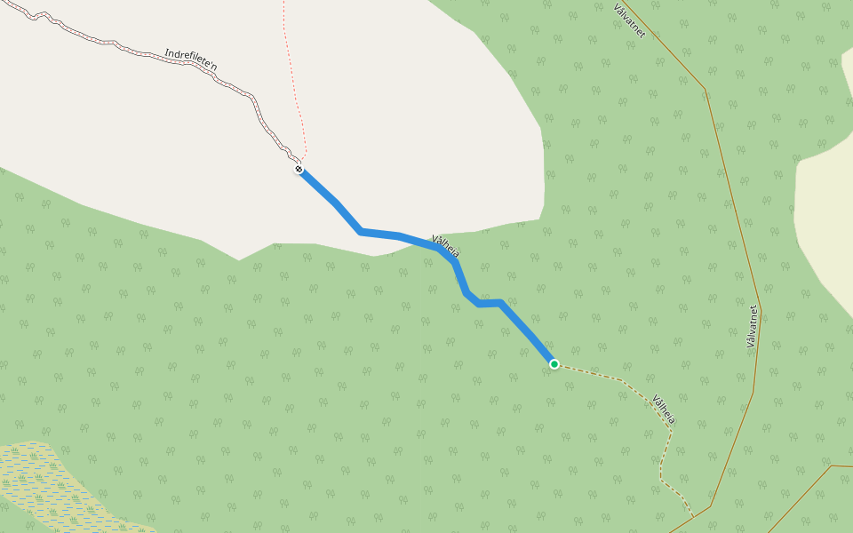 Vålheia walking route map in Stadsbygd