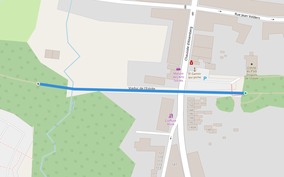 Viaduc de l'Estrée walking route map in Braine-l'Alleud