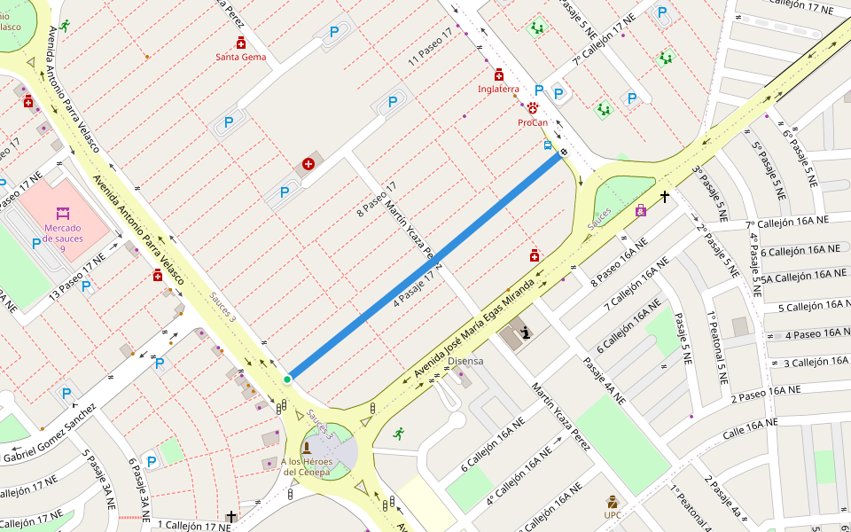 4 Pasaje 17 walking route map in Sauces 3