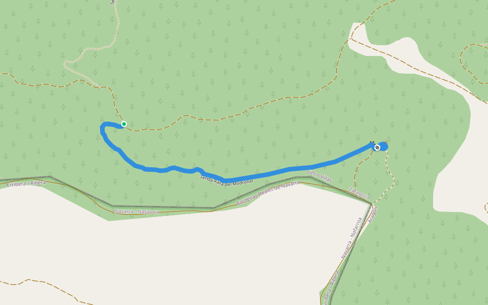 Senda Ralla del Modrollar walking route map in Ejea de los Caballeros