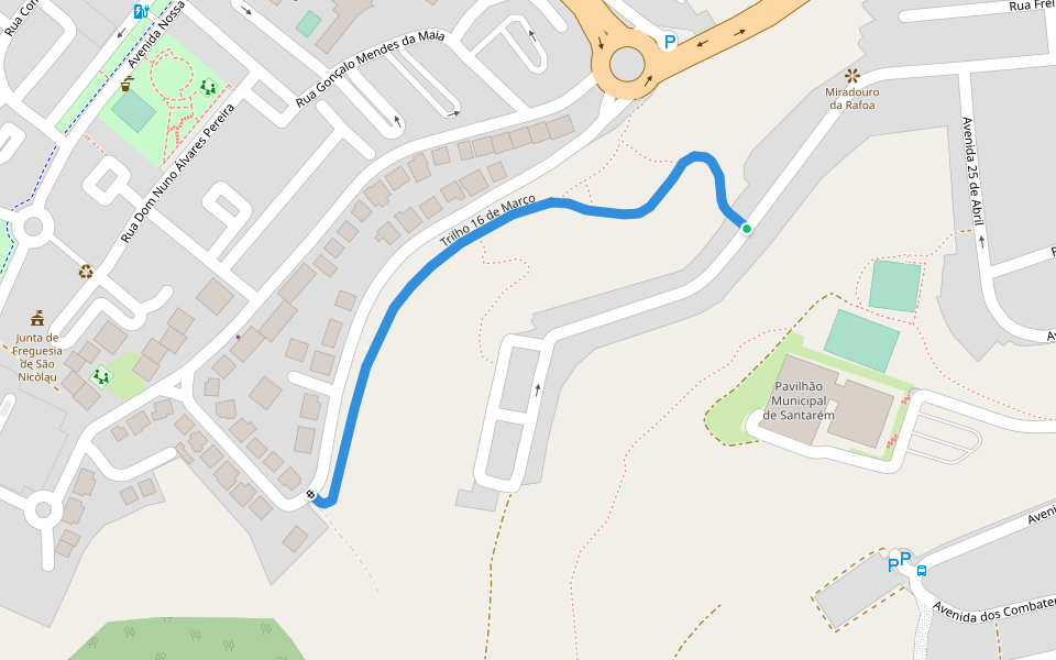 Trilho 16 de Março walking route map in Santarém
