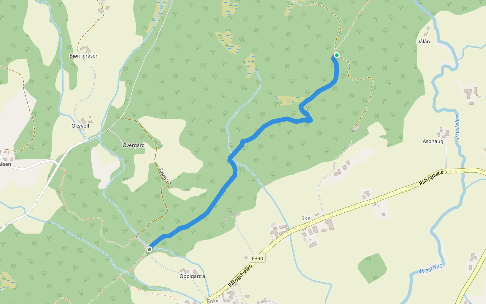 Svartflauget walking route map in Stadsbygd