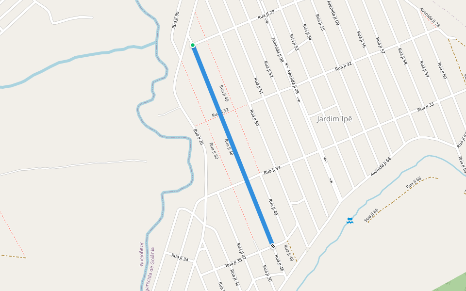 Rua Ji 48 walking route map in Aparecida de Goiânia