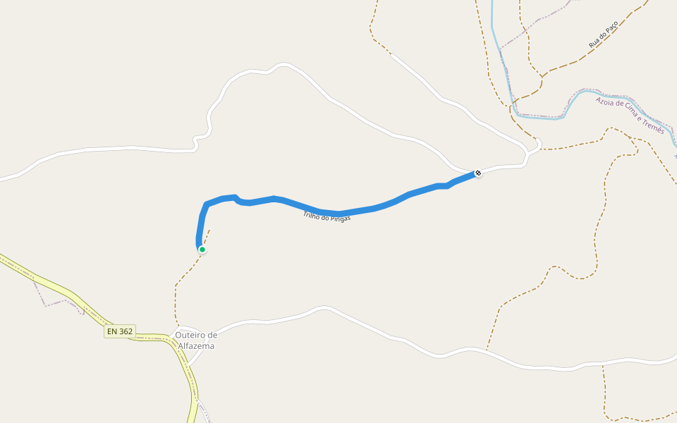 Trilho do Pingas walking route map in Tremês