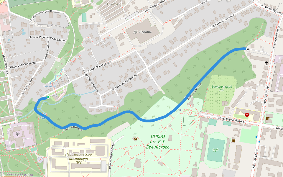 Тропа Здоровья walking route map in Penza
