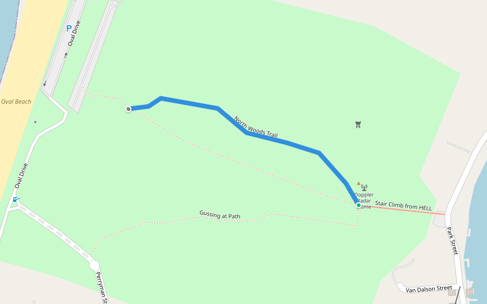 North Woods Trail walking route map in Saugatuck