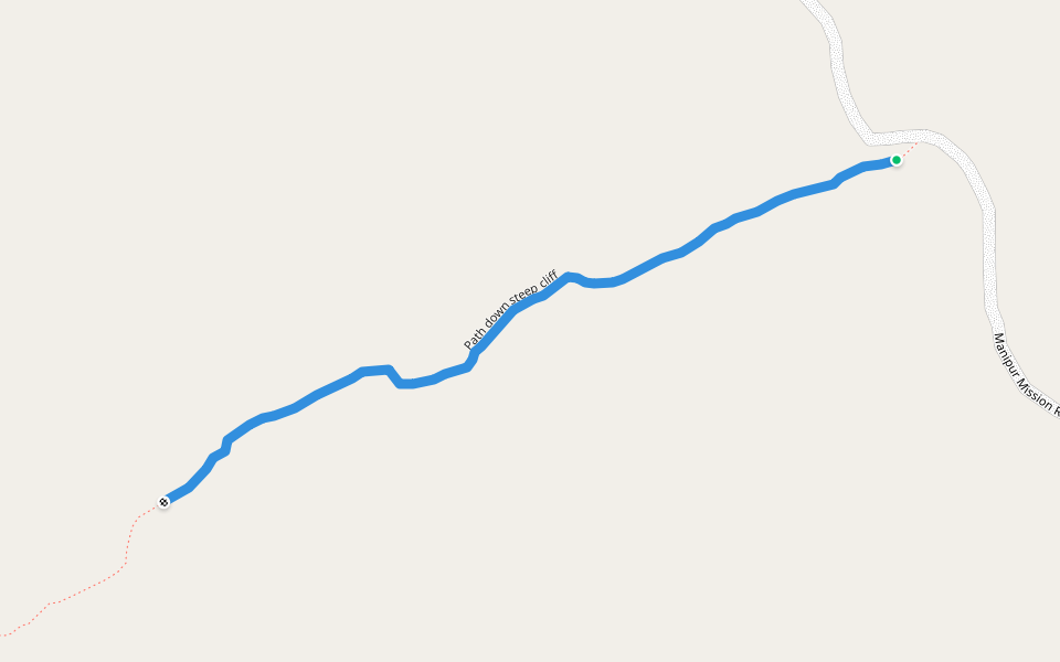 Path down steep cliff walking route map in Urirai