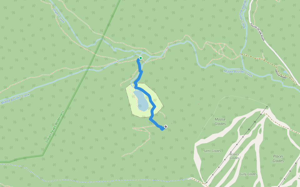 Lost Lake walking route map in Nederland
