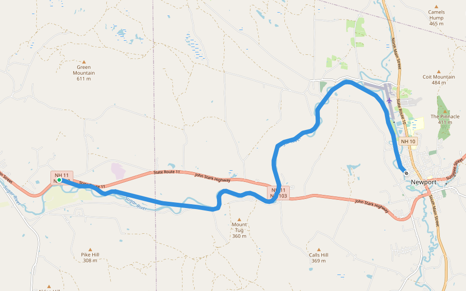 Sugar River Trail walking route map in Claremont