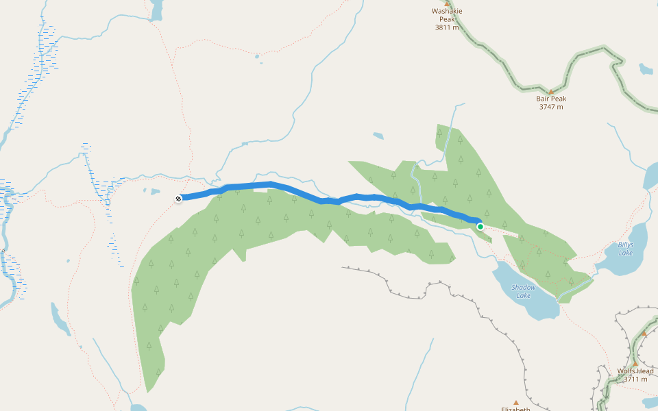 Shadow Lake Trail walking route map in Boulder