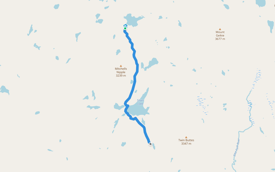 Silver Lake Trail walking route map in Boulder