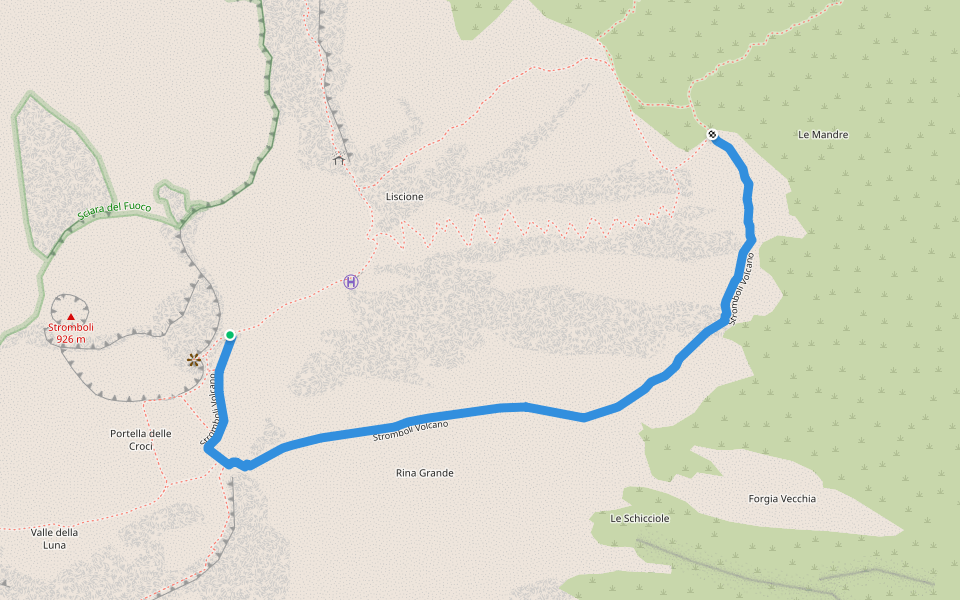 Stromboli Volcano walking route map in Stromboli