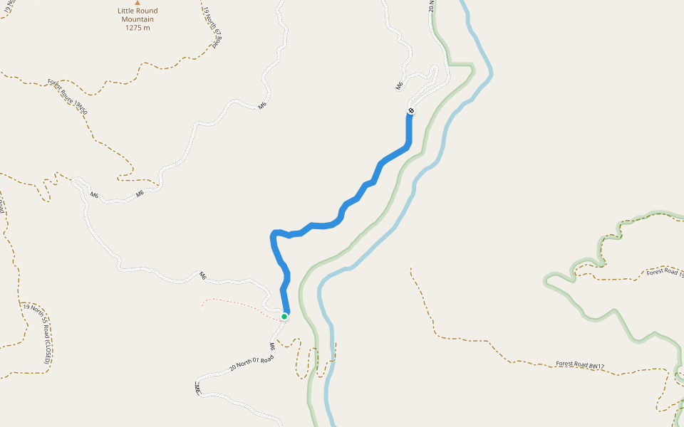 20 North 01 Road walking route map in Potter Valley